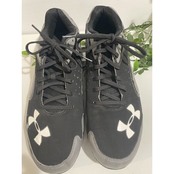 Under Armour Mens Black & Gray Cleats Size 9 - Picture 1 of 16